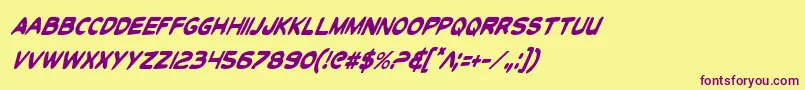 ToonTownIndustrialCondItal Font – Purple Fonts on Yellow Background