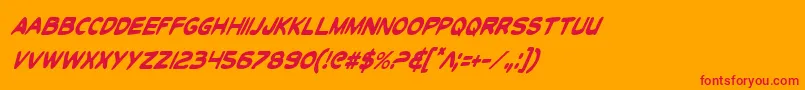 フォントToonTownIndustrialCondItal – オレンジの背景に赤い文字