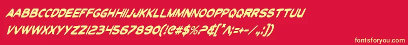 ToonTownIndustrialCondItal Font – Yellow Fonts on Red Background
