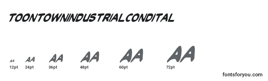 Размеры шрифта ToonTownIndustrialCondItal