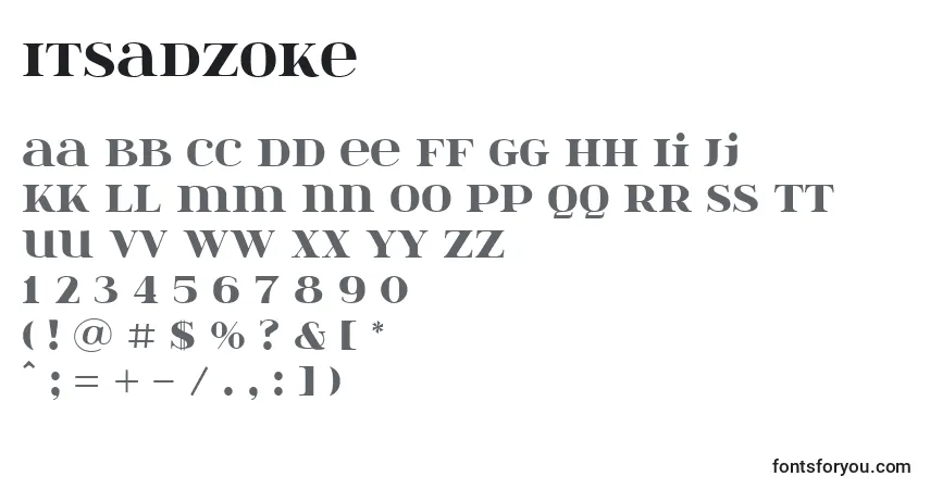 Schriftart Itsadzoke – Alphabet, Zahlen, spezielle Symbole