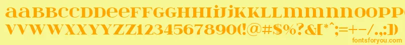 フォントItsadzoke – オレンジの文字が黄色の背景にあります。