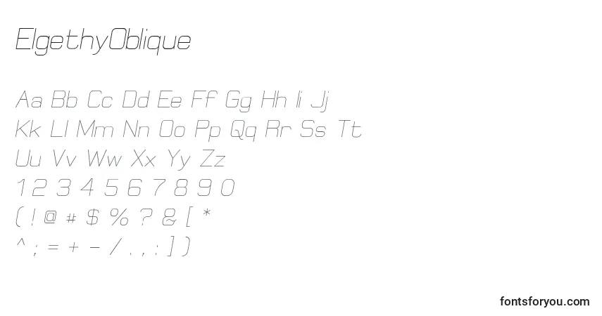 ElgethyOblique Font – alphabet, numbers, special characters