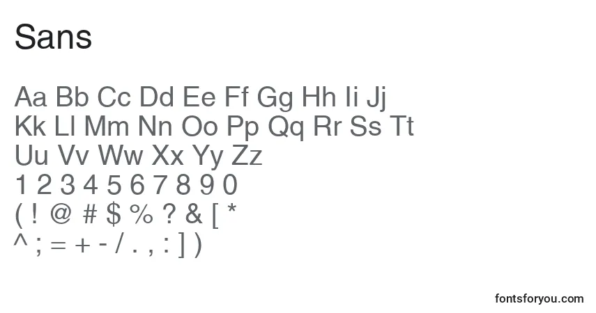 A fonte Sans – alfabeto, números, caracteres especiais