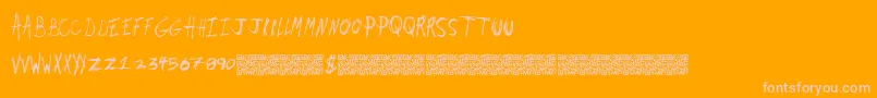 Dirtyjobs-Schriftart – Rosa Schriften auf orangefarbenem Hintergrund