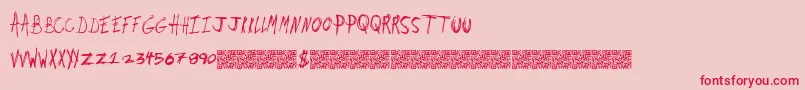 Dirtyjobs-Schriftart – Rote Schriften auf rosa Hintergrund