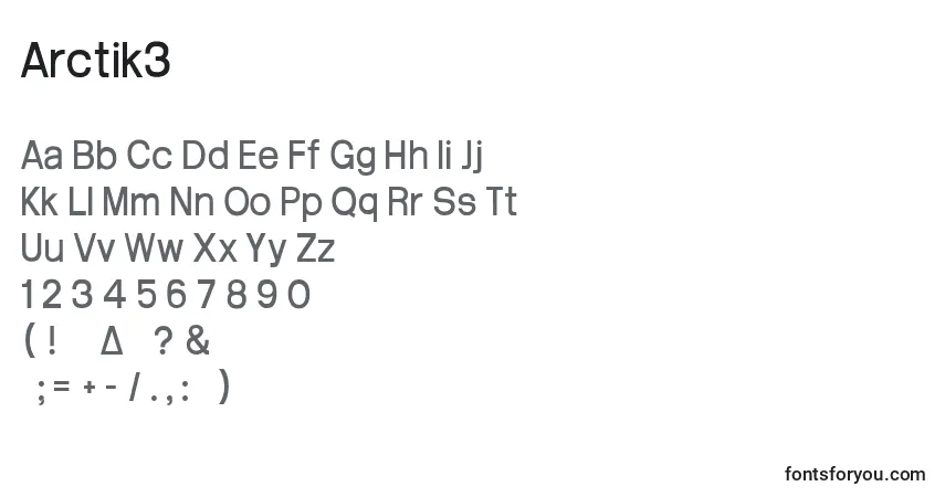 Шрифт Arctik3 – алфавит, цифры, специальные символы