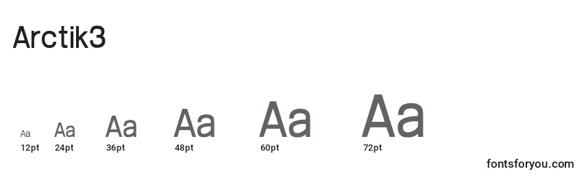 Размеры шрифта Arctik3