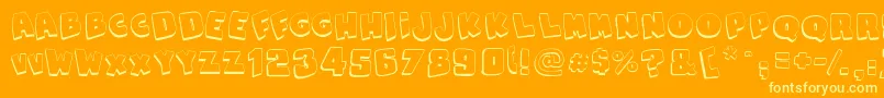 SnapsTasteOutline-Schriftart – Gelbe Schriften auf orangefarbenem Hintergrund