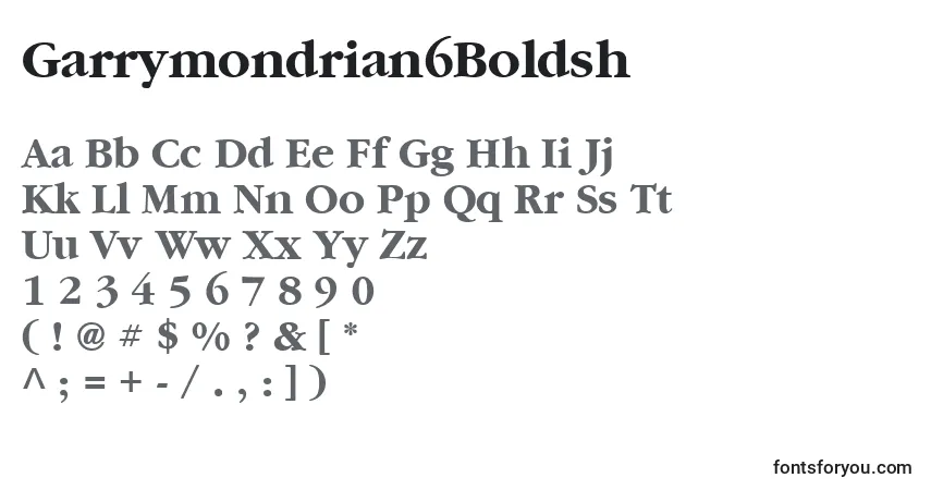 A fonte Garrymondrian6Boldsh – alfabeto, números, caracteres especiais