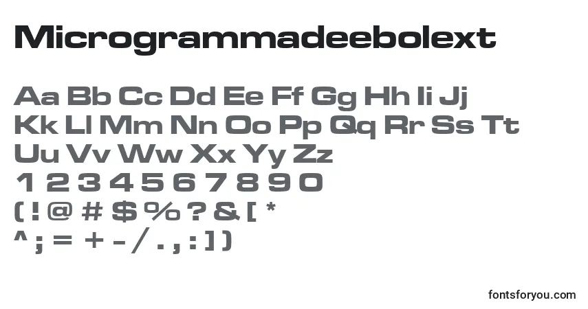 Шрифт Microgrammadeebolext – алфавит, цифры, специальные символы