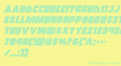 Racketsquadital font – Green Fonts On Yellow Background