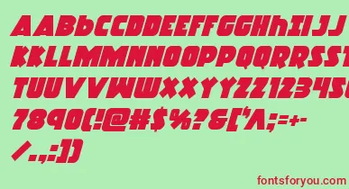 Racketsquadital font – Red Fonts On Green Background
