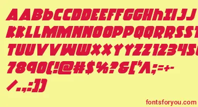 Racketsquadital font – Red Fonts On Yellow Background
