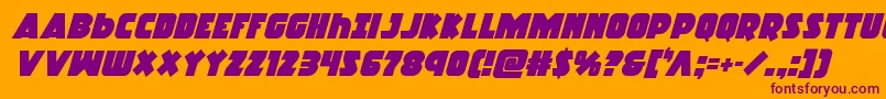 フォントRacketsquadital – オレンジの背景に紫のフォント