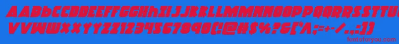 Racketsquadital Font – Red Fonts on Blue Background