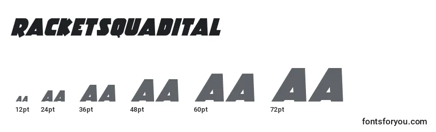 Racketsquadital Font Sizes