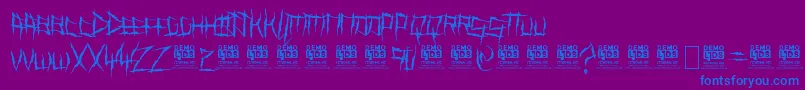 Fonte DemonKillerPersonalUse – fontes azuis em um fundo violeta