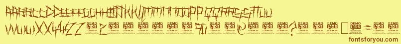 DemonKillerPersonalUse-Schriftart – Braune Schriften auf gelbem Hintergrund