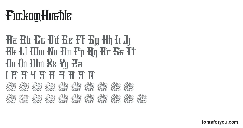 Schriftart FuckingHostile – Alphabet, Zahlen, spezielle Symbole