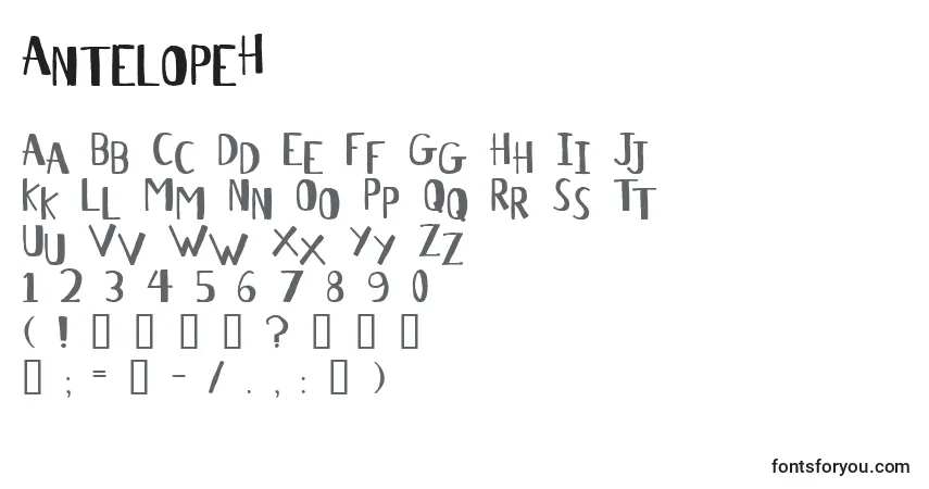 A fonte AntelopeH – alfabeto, números, caracteres especiais
