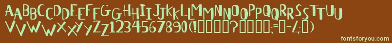 フォントAntelopeH – 緑色の文字が茶色の背景にあります。