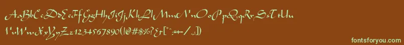 フォントWabolibNormal – 緑色の文字が茶色の背景にあります。