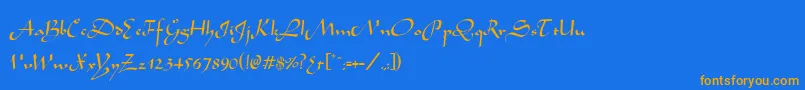 フォントWabolibNormal – オレンジ色の文字が青い背景にあります。