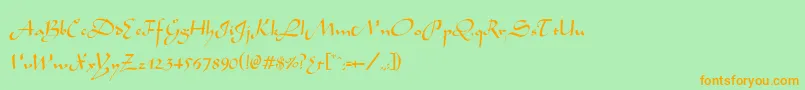 フォントWabolibNormal – オレンジの文字が緑の背景にあります。