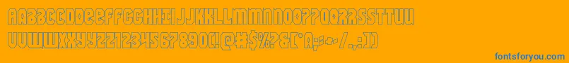 Warnationout-Schriftart – Blaue Schriften auf orangefarbenem Hintergrund