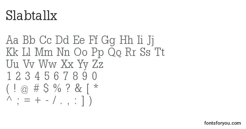 Slabtallx-fontti – aakkoset, numerot, erikoismerkit