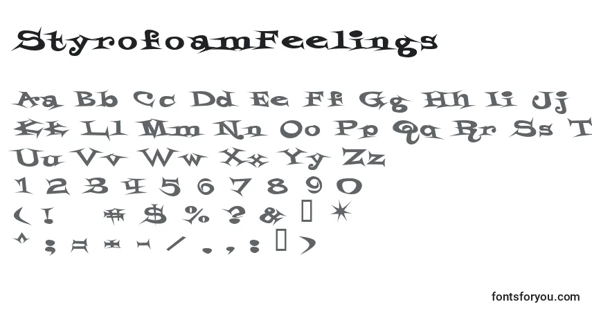 Czcionka StyrofoamFeelings – alfabet, cyfry, specjalne znaki