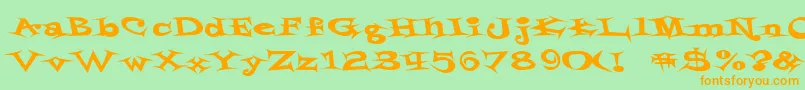 StyrofoamFeelings-Schriftart – Orangefarbene Schriften auf grünem Hintergrund