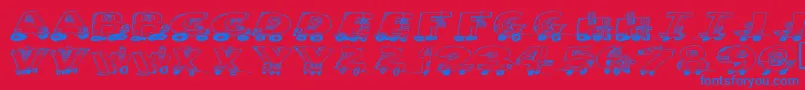 Motoring-Schriftart – Blaue Schriften auf rotem Hintergrund