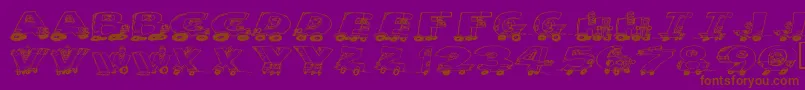Motoring-Schriftart – Braune Schriften auf violettem Hintergrund