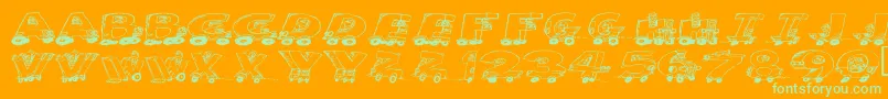 Motoring-Schriftart – Grüne Schriften auf orangefarbenem Hintergrund