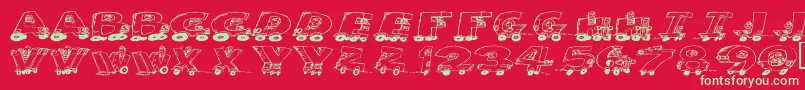 フォントMotoring – 赤い背景に緑の文字