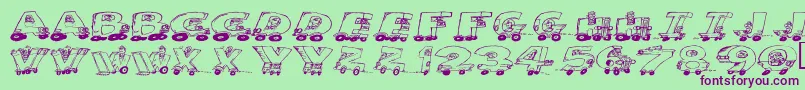 Motoring Font – Purple Fonts on Green Background