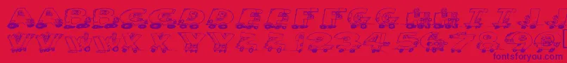 Fonte Motoring – fontes roxas em um fundo vermelho
