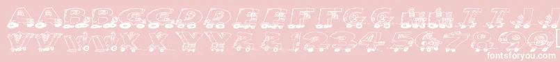 Motoring-Schriftart – Weiße Schriften auf rosa Hintergrund