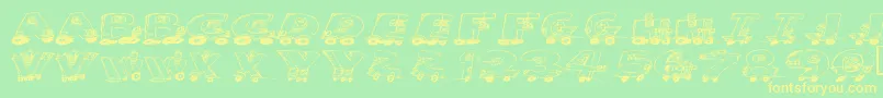 Motoring Font – Yellow Fonts on Green Background