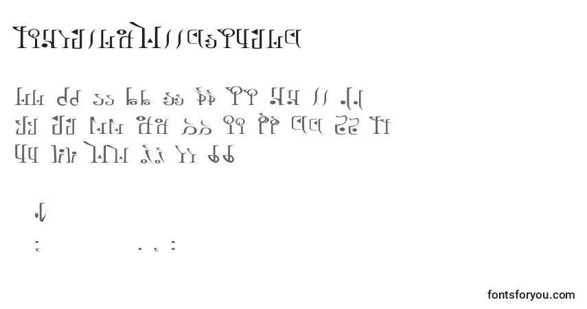Czcionka TphylianWiiregular – alfabet, cyfry, specjalne znaki