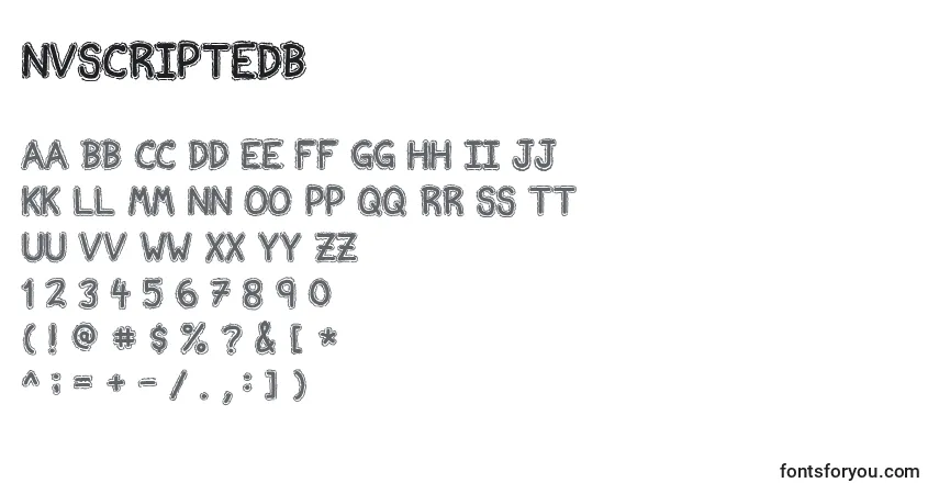 A fonte NvscriptEdb – alfabeto, números, caracteres especiais