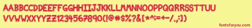 NvscriptEdb-Schriftart – Rote Schriften auf gelbem Hintergrund