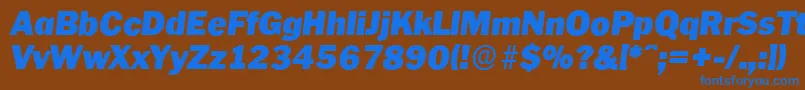 Fonte PlymouthserialBlackItalic – fontes azuis em um fundo marrom