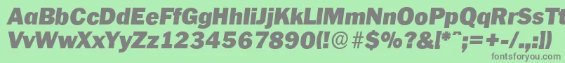 Fonte PlymouthserialBlackItalic – fontes cinzas em um fundo verde