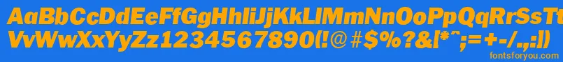PlymouthserialBlackItalic-Schriftart – Orangefarbene Schriften auf blauem Hintergrund