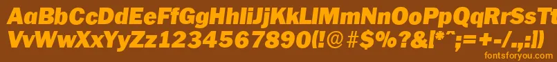 Fonte PlymouthserialBlackItalic – fontes laranjas em um fundo marrom