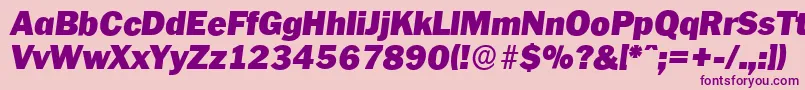 Fonte PlymouthserialBlackItalic – fontes roxas em um fundo rosa