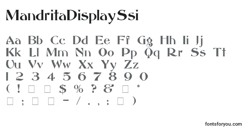 A fonte MandritaDisplaySsi – alfabeto, números, caracteres especiais